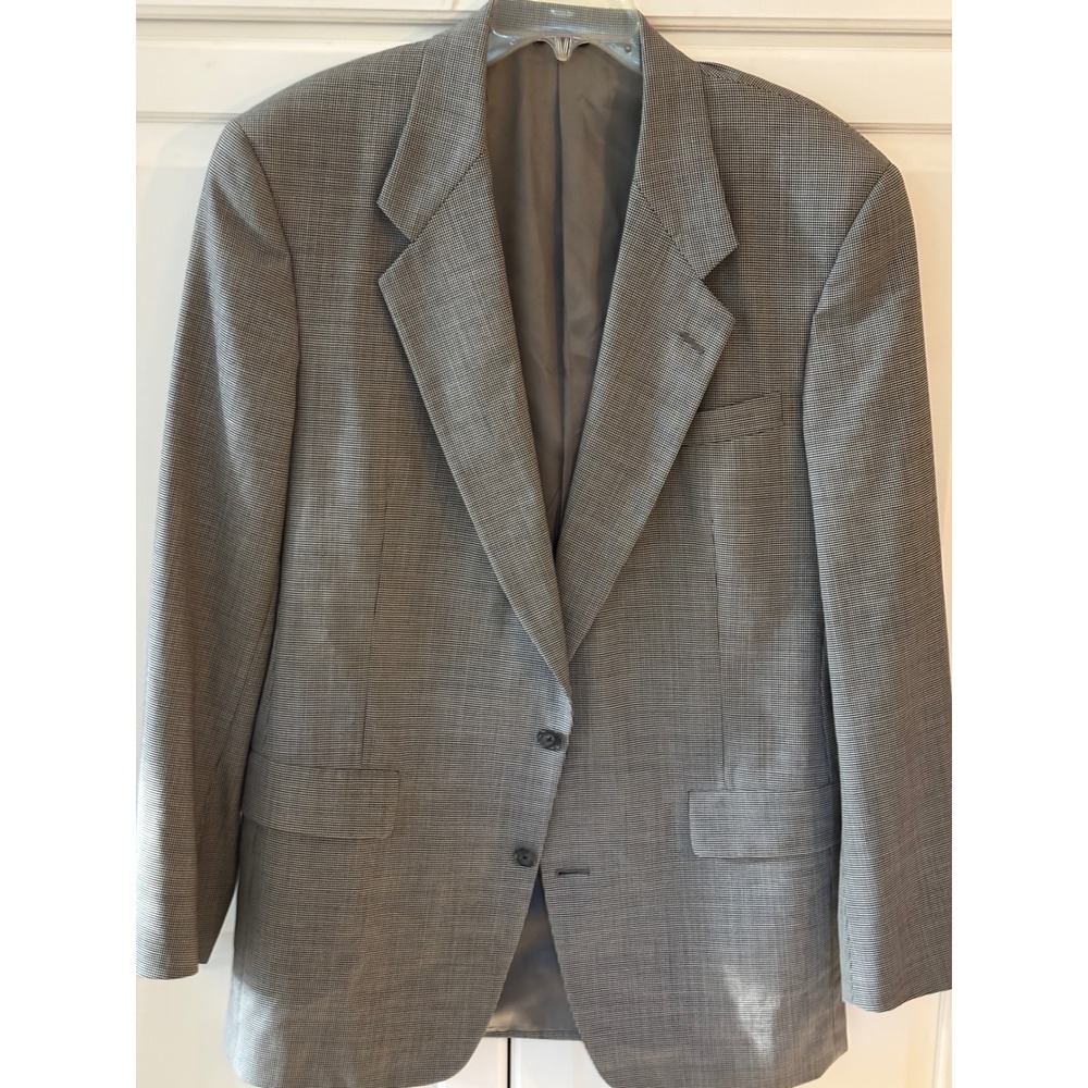 Graham Gunn Ltd Mens Blazer Jacket 43L Grey Houndstooth Wool Two Button‎